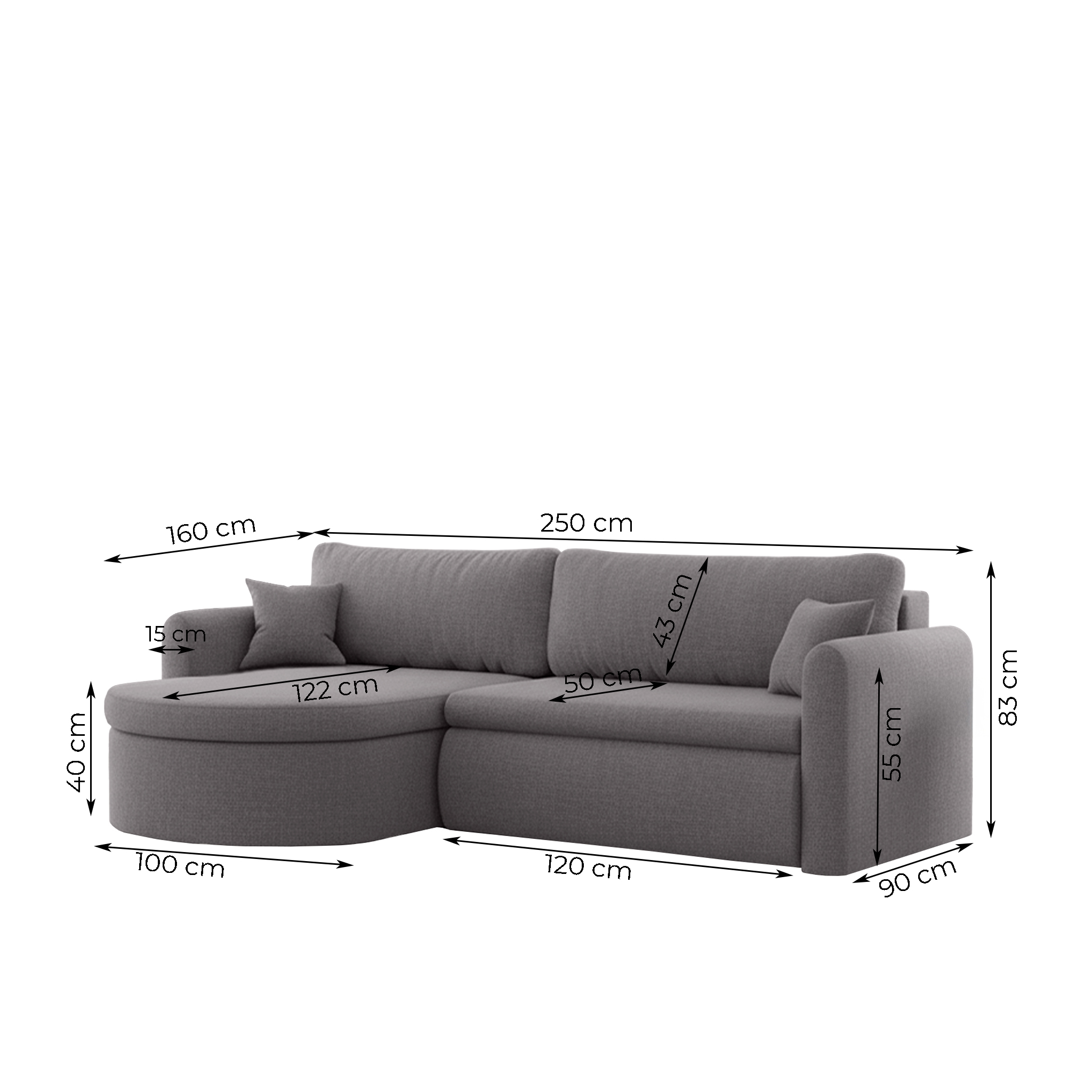Verona L Masse Ecksofa L-Form 